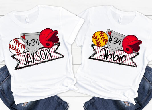 Baseball and Softball Trios (Personalized) - DTF