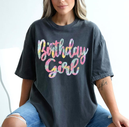 Birthday Girl (tinsel look) - DTF
