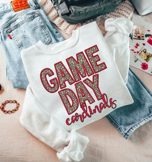 Game Day Leopard (Embroidery look) - Cardinals - DTF