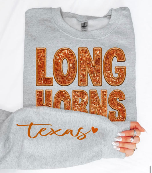 TX Longhorns (Sequins/Embroidery look) - DTF