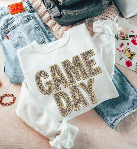 Game Day Leopard (Embroidery look) - old gold - DTF