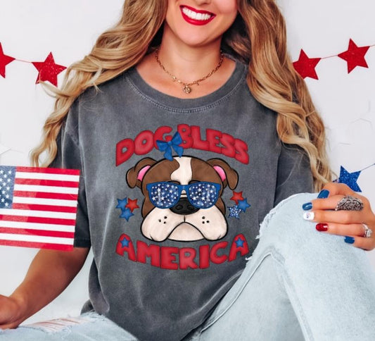 Dog Bless America (Bulldog) - DTF