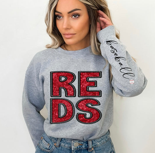 Reds (Baseball - Sequins/Embroidery look) - DTF