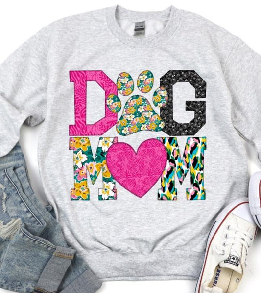 Dog Mom (embroidered look) - DTF