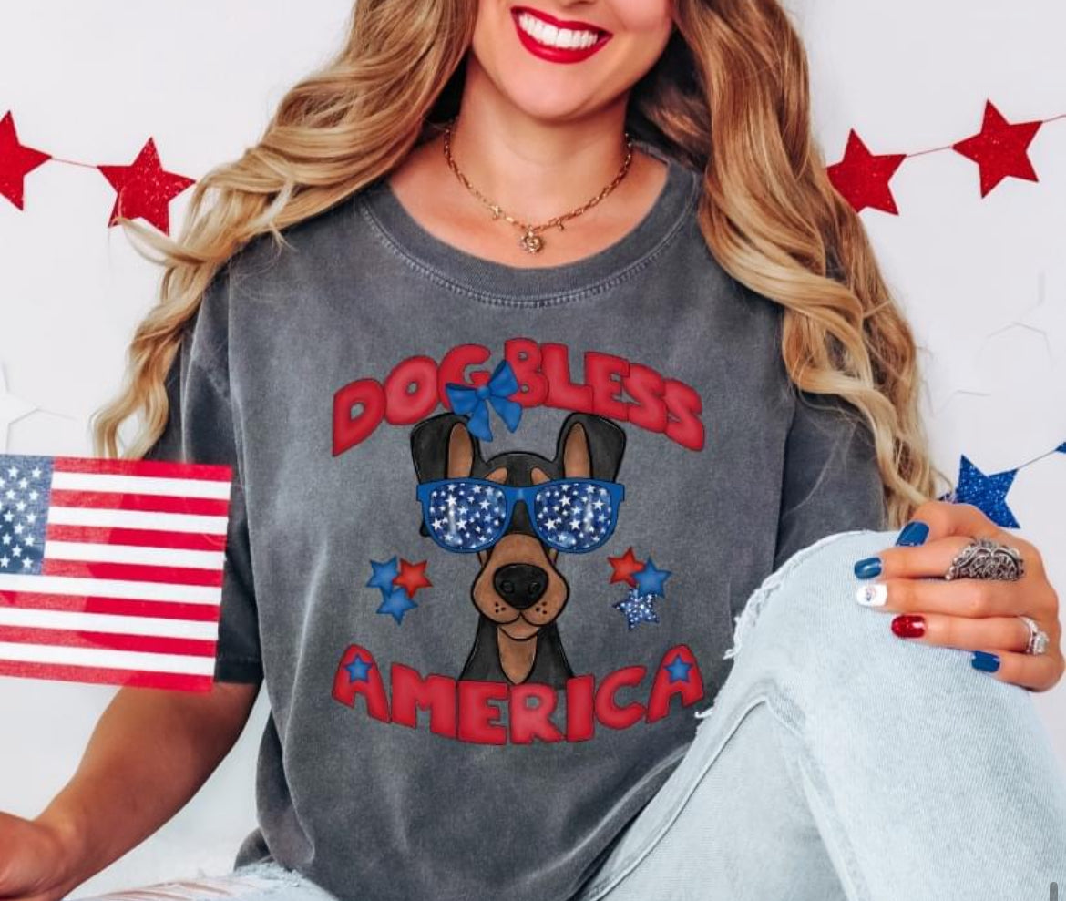 Dog Bless America (Doberman) - DTF
