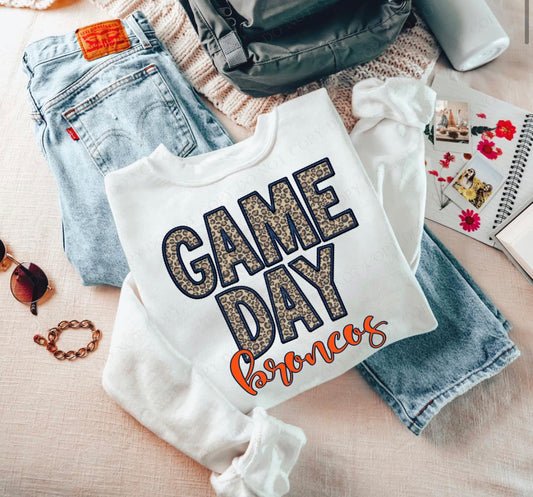 Game Day Leopard (Embroidery look) - Broncos - DTF