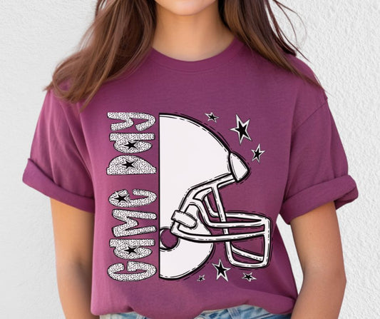 Game Day Football (Black/White Dotties) - DTF