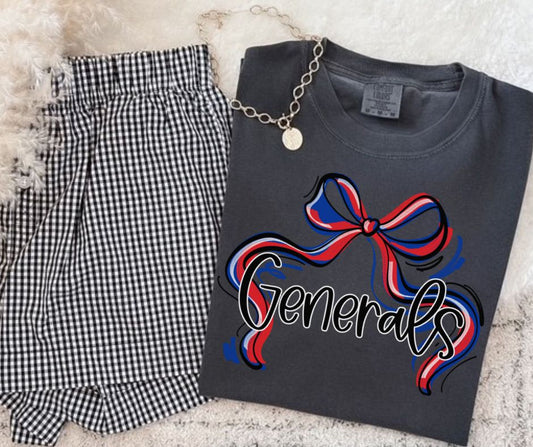 Generals - Red/Royal Blue (Ribbon Sports Bow School Spirit) - DTF