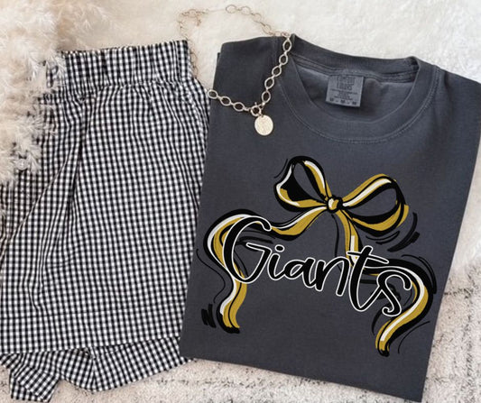Giants - Vegas Gold/Black (Ribbon Sports Bow School Spirit) - DTF