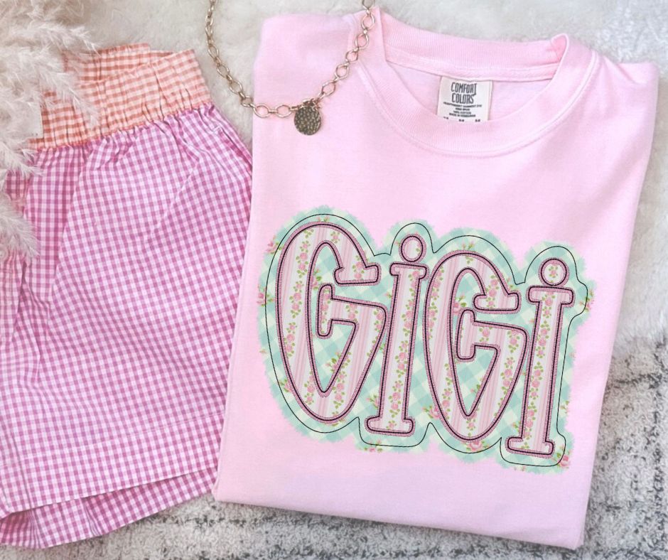 Gigi (Floral Check Faux Embroidered) - DTF