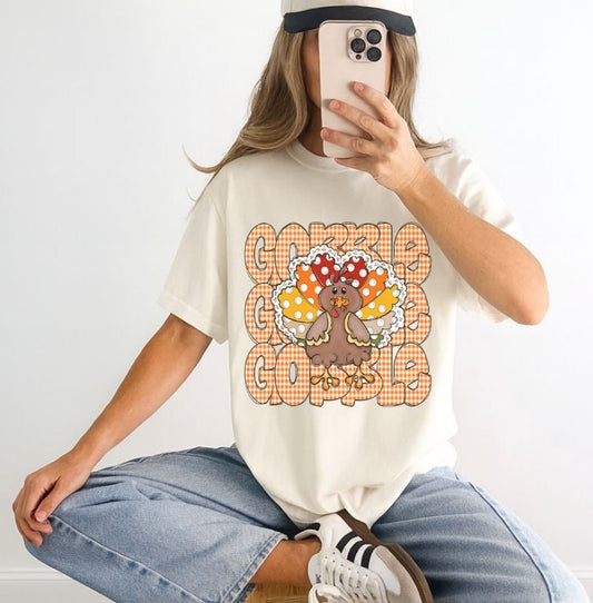 Gobble Gobble Gobble Turkey (Gingham) - DTF