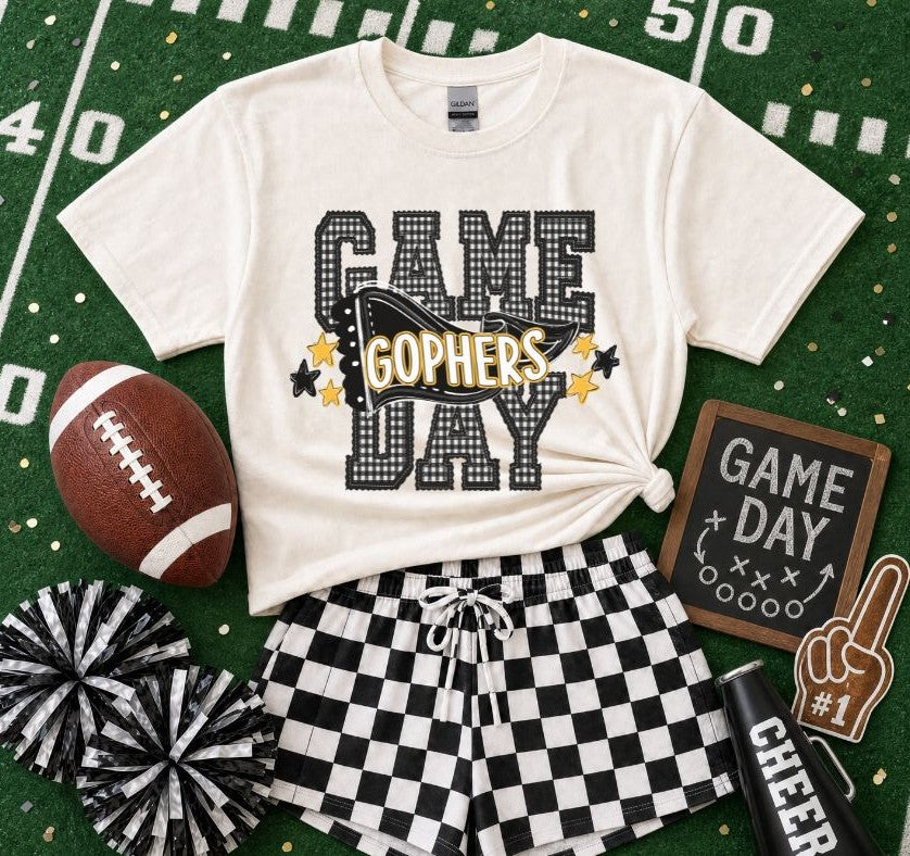 Gophers - Black/Yellow Gold (Preppy Game Day Pennant Mascot) - DTF