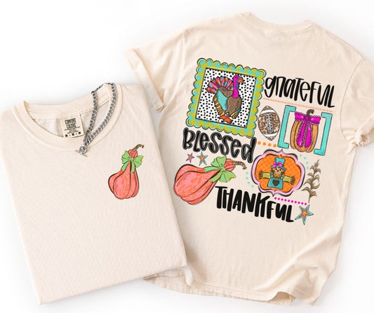 Grateful Thankful Blessed Collage (2-in-1 front/back transfer) - DTF