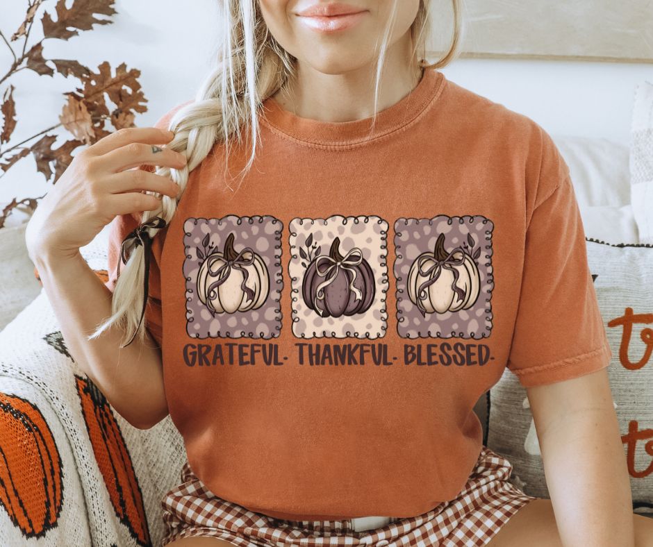Grateful Thankful Blessed (Pumpkin Trio) - DTF