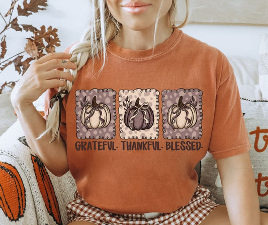 Grateful Thankful Blessed (Pumpkin Trio) - DTF