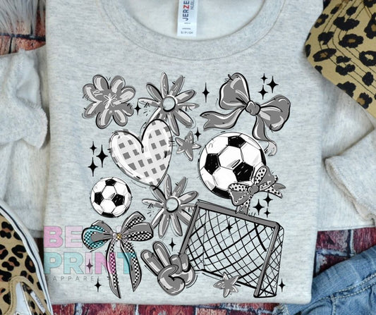 Play Ball Collage - Gray (Soccer) - DTF