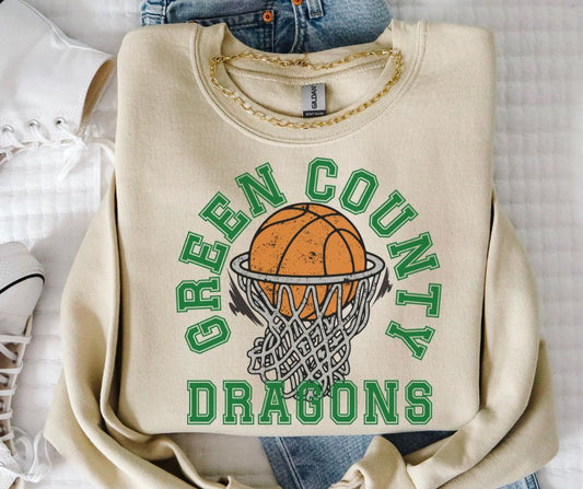 Dragons - Green County (Basketball Grunge Mascot) - DTF