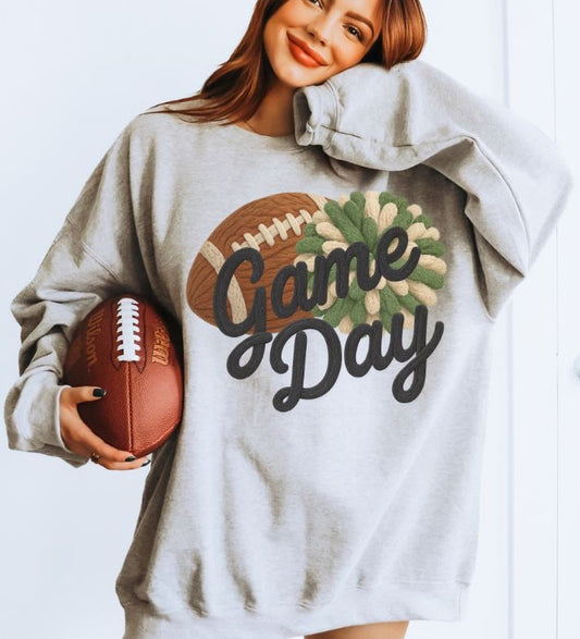 Game Day Football (Green - Faux Yarn) - DTF
