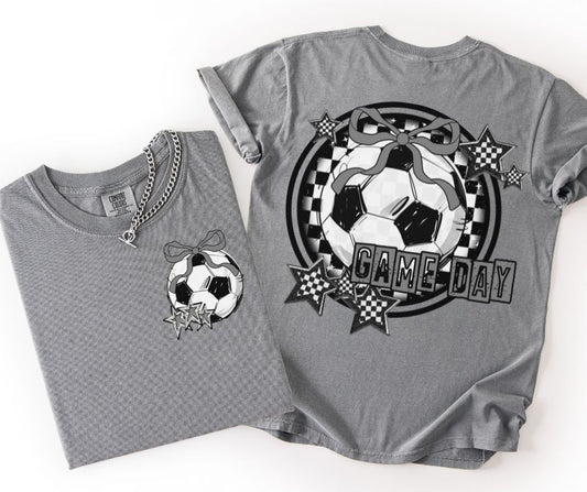 Game Day Soccer Coquette (Grey 2-in-1 front/back design)- DTF
