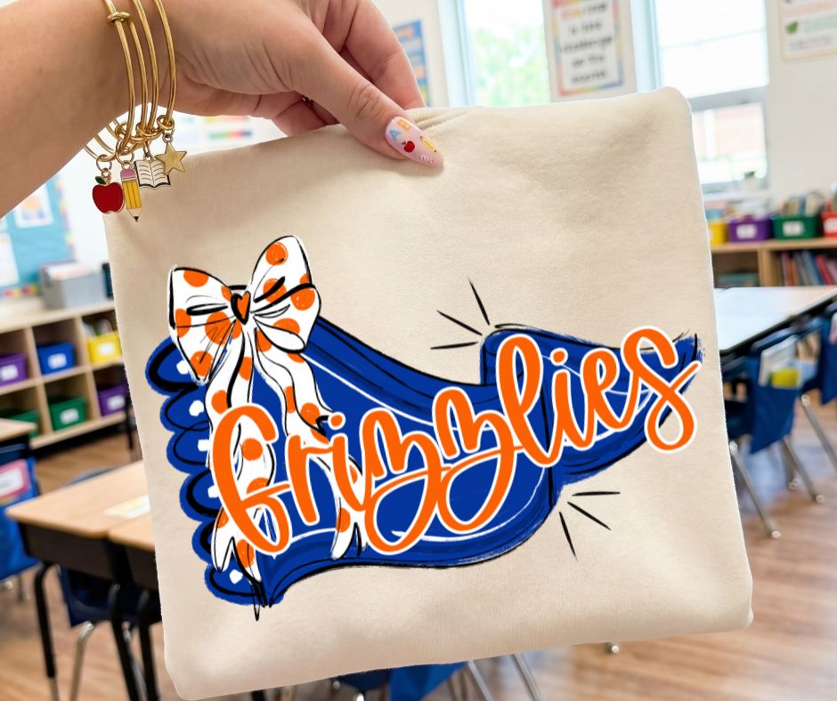 Grizzlies - Orange/Royal Blue (Scalloped Pennant Bow Accent Mascot) - DTF