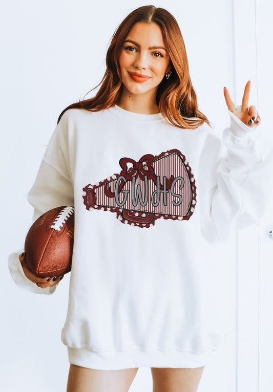 GWHS - Maroon/Gray (Prepster Megaphone Bow Mascot) - DTF