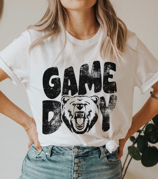 Game Day Bear Print Mascot (black) - DTF