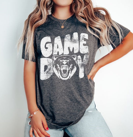 Game Day Bear Print Mascot (white) - DTF