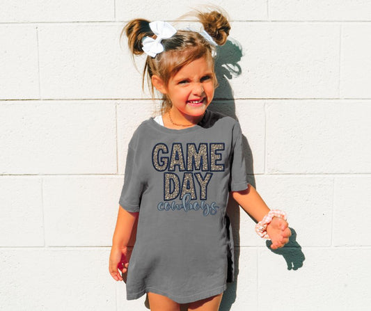 Game Day Leopard (Embroidery look) - Cowboys - YOUTH - DTF