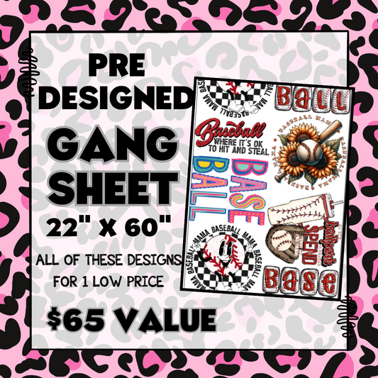 Pre-designed Gang Sheet - Baseball