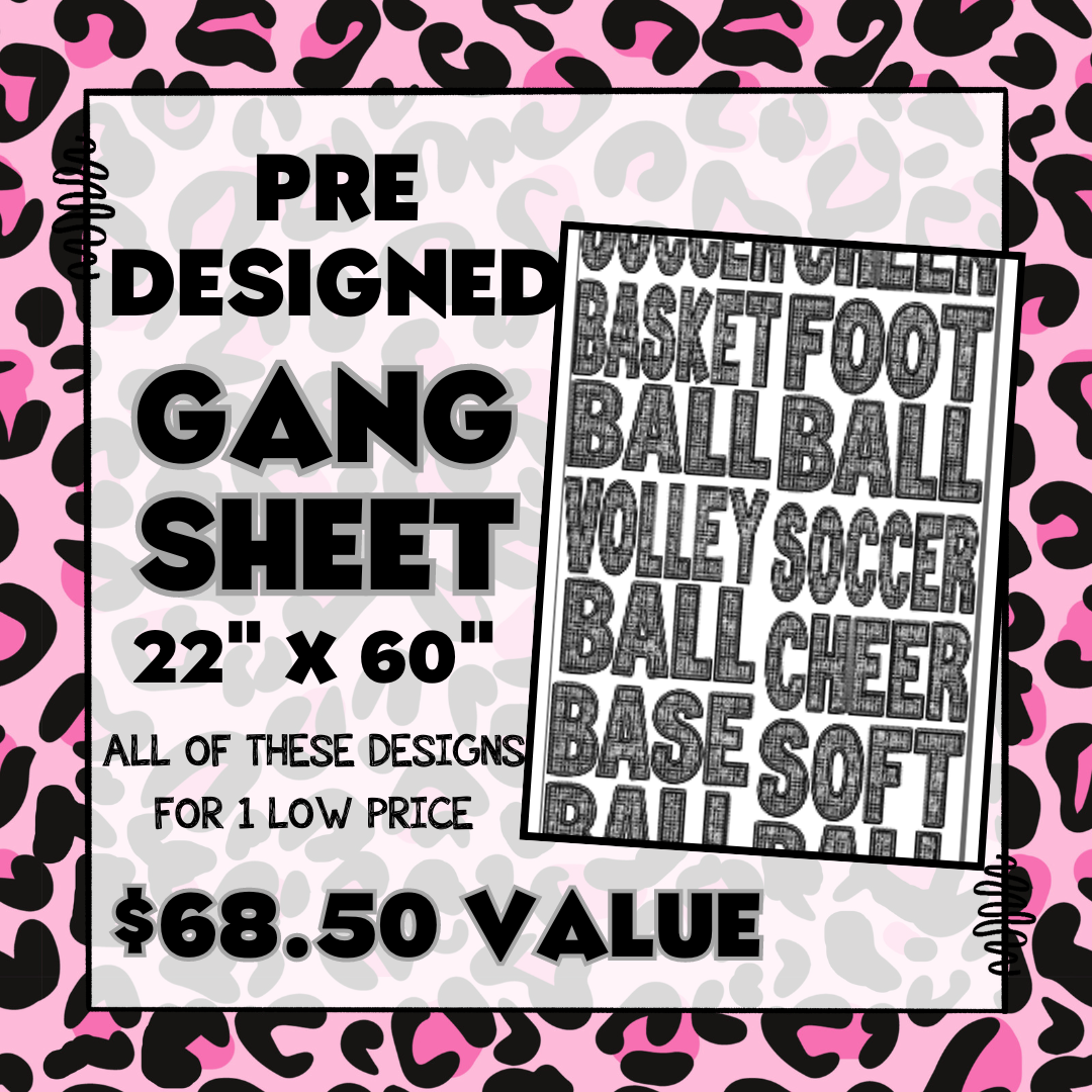 Pre-designed Gang Sheet - Diamond Bling Sports