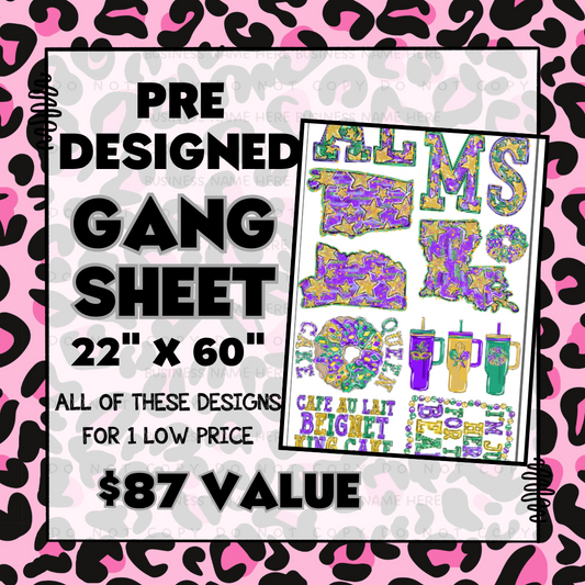 Pre-designed Gang Sheet - Mardi Gras