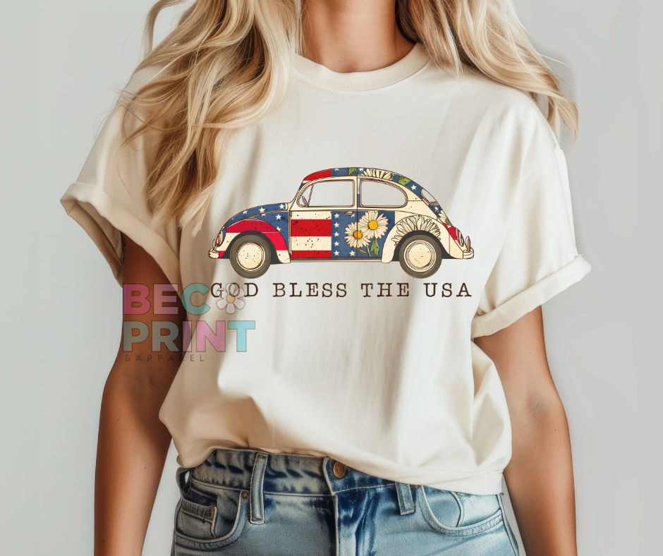 God Bless the USA (Patchwork Bug) - DTF