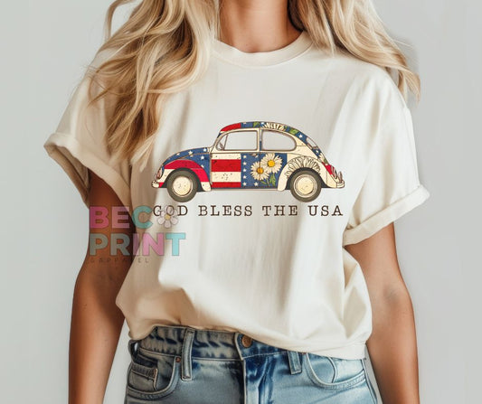 God Bless the USA (Patchwork Bug) - DTF