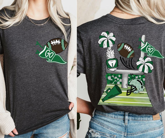Football Pennant and Stadium - Green (2-in-1 (front pocket/back design) - DTF