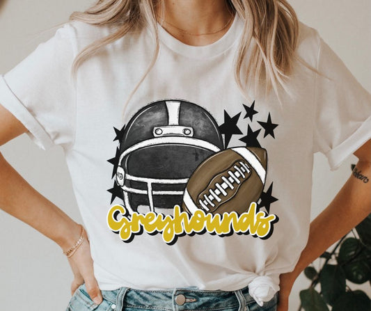 Greyhounds Mascot (stars - black/gold helmet) - DTF