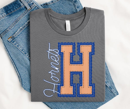H - Hornets - Orange/Royal Blue (Prepster Mascot) - DTF