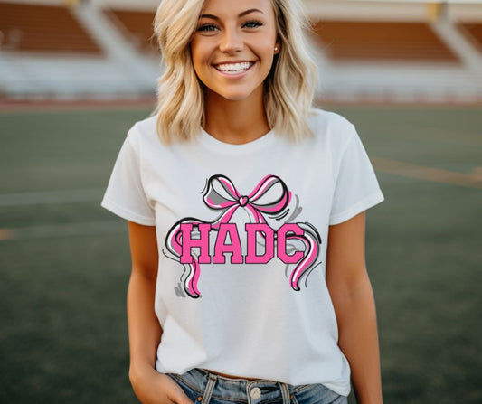 HADC - Pink/Gray (Ribbon Sports Bow School Spirit) - DTF