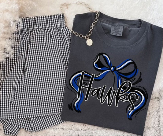 Hawks - Royal Blue/Black (Ribbon Sports Bow School Spirit) - DTF