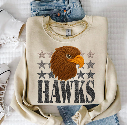 Hawks (Faux Yarn and Stars Mascot) - DTF