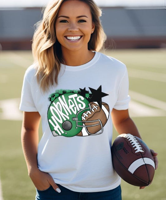 Hornets - Kelly Green/White (Football Helmet Mascots) - DTF