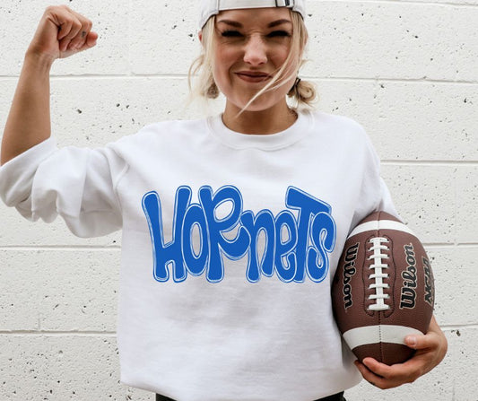 Hornets - Royal Blue (Funky Doodle Colored Mascot) - DTF