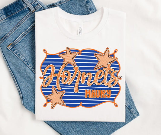 Hornets - Maury Royal Blue/Orange(School Spirit Framed Mascot) - DTF