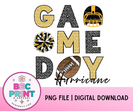 Hurricane - Yellow Gold/Black (Game Day Football Collage) - Design PNG |  Digital Download | PNG file