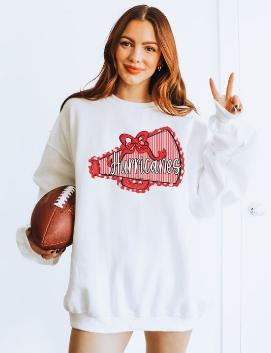 Hurricanes - Red (Prepster Megaphone Bow Mascot) - DTF