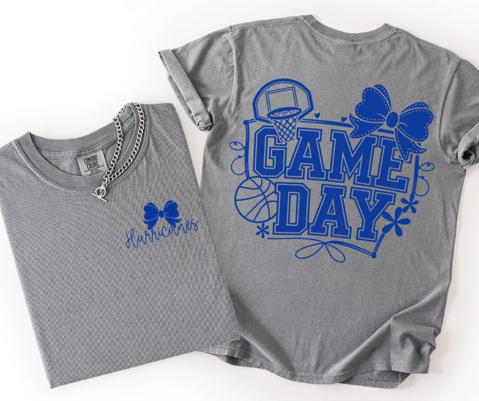 Hurricanes - Royal Blue (Basketball Game Day Mascots 2-in-1 front/back) - DTF