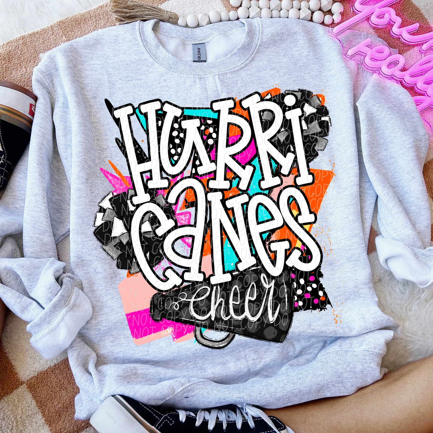 Hurricanes (Bright Retro Cheer Mascot) - DTF