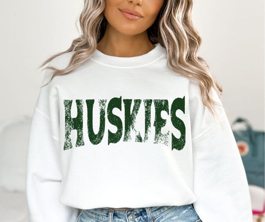 Huskies - Dark Green (single color grunge) - DTF