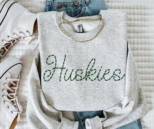 Huskies - Dark Green (Stitched Mascot) - DTF