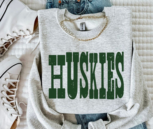 Huskies - Dark Green (Mixed Up Mascot) - DTF