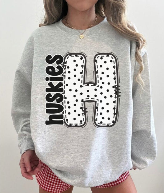 Huskies (Polka Dotted Letter Mascots) - DTF